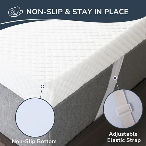 Vista 6 de Fvkind Protector de colchón de gel de espuma viscoelástica de 3 pulgadas tamaño individual, protector de colchón refrescante para alivio del dolor