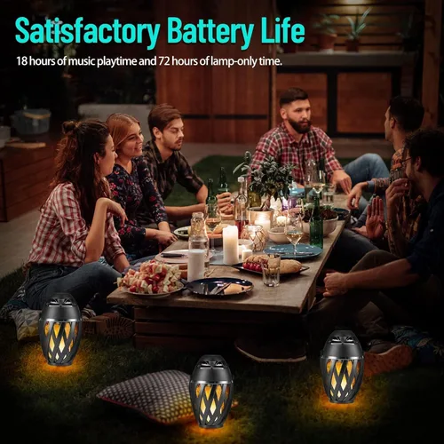 Vista 3 de Paquete de 2 altavoces Bluetooth para exteriores, impermeables, inalámbricos, regalos de cumpleaños para hombres, papá, luz ambiental de llama LED