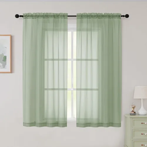 Vista 127 de 2 paneles de cortinas traslúcidas blancas para dormitorio, sala de estar, 96 pulgadas de largo, modernas, suaves, ligeras, con bolsillo para barra