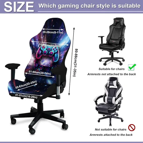 Vista 5 de Fundas para Sillas Gaming, Impresión 3D Elásticas Suaves Antideslizantes Fáciles de Instalar Funda para Silla Gamer con Funda para Reposabrazos