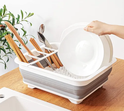 Vista 4 de Escurridor de cocina, escurridor de platos, escurridor de platos para encimera de cocina, escurridor de platos, escurridor de platos plegable