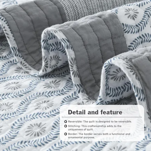Vista 6 de Y-PLWOMEN - Juego de cama de 2 piezas con edredón individual, 100% algodón, ligero, floral, reversible, para casa de campo para todas