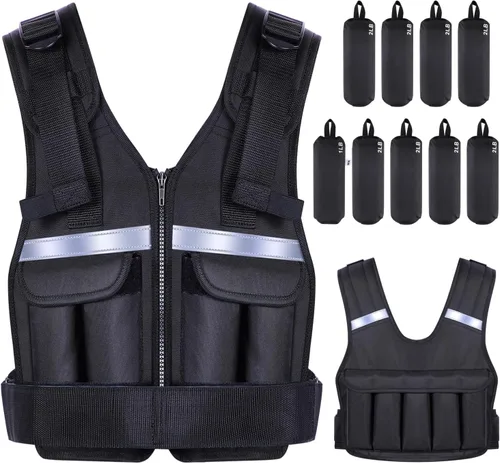 Vista 8 de Sportneer Chaleco con Peso Ajustable Pesos: 2-18 lbs/2-40 lbs Chaleco de Peso Lavable para Caminar 16 en 1 Chaleco de Ajuste Rápido para Rucking