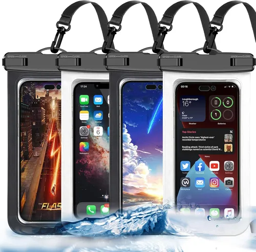 Vista 14 de Paquete de 2 bolsas universales impermeables para teléfono, bolsa grande impermeable para teléfono, nivel de protección: IP68, deportes al aire