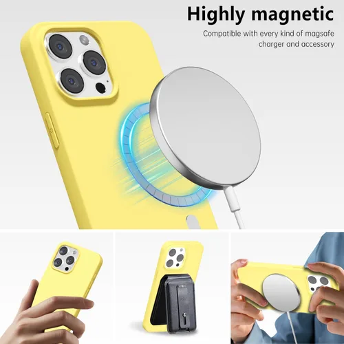 Vista 346 de oakxco Funda de silicona para iPhone 12 Pro Max, magnética, compatible con carga inalámbrica Magsafe, cubierta protectora de goma suave y delgada