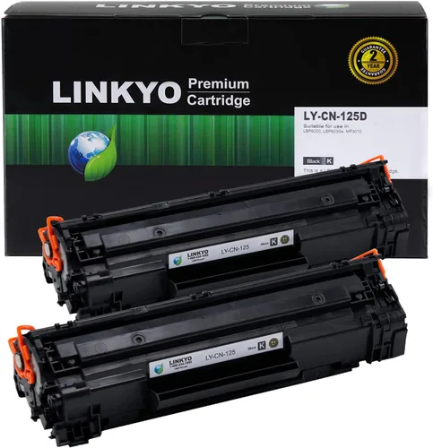 LINKYO Cartucho de tóner compatible de repuesto para Canon 125 3484B001AA (negro, 2 unidades)