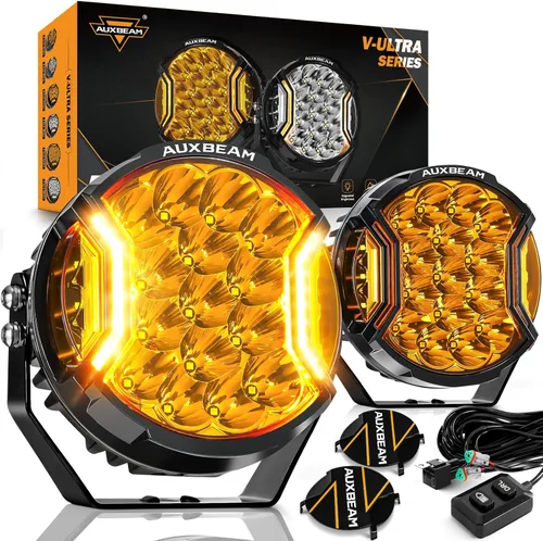 Vista 11 de Auxbeam Serie V-Ultra 3" 108W Cápsulas LED Laterales con DRL Ámbar 3 Modos y Cubiertas de Luz 270 Grados de Rango Amplio 12800LM Barra de Luz LED
