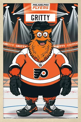 Vista 7 de Trends International NHL Philadelphia Flyers - Póster de pared Gritty 19, 14.725 x 22.375 pulgadas, versión enmarcada de madera de granero