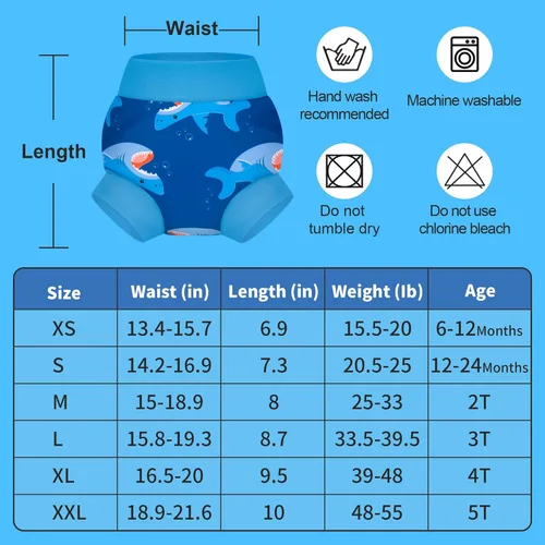 Vista 20 de BIG ELEPHANT Pañales de natación para bebé, 3 piezas, reutilizables, ajustables, lavables, impermeables, para niños y niñas, de 6 meses a 5 años