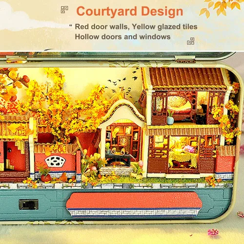 Vista 3 de Kit de casa de muñecas en miniatura, casa de muñecas de madera 3D, kit de casa de muñecas en miniatura con muebles, kit de teatro de caja