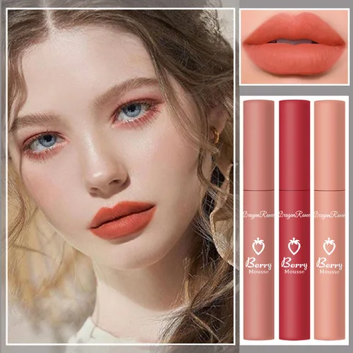 Vista 6 de Sulily Juego de 3 lápices labiales mate oscuro, lápiz labial rojo mate de larga duración para mujeres, barra labios suave con humedad aireada tipo