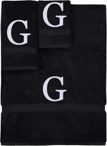 Vista 88 de Juego de toallas con monograma, regalo personalizado, juego de 3 - Letra de bloque dorada bordada en toalla - Extra absorbente 100% algodón turco