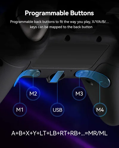 Vista 6 de DOYOKY Controlador inalámbrico para juegos controlador Bluetooth para PC Android vapor interruptor controlador de PC con retroiluminación LED