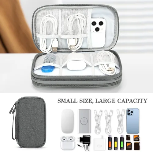 Vista 20 de FYY Organizador para accesorios electrónicos, para viajes, para cables, celular y cargadores, estuche portátil, impermeable, doble capa, bolsa