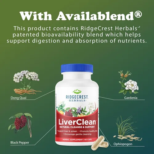Vista 7 de Ridgecrest Herbals LiverClean, Suplemento de apoyo hepático a base de hierbas, cardo bendito, diente de león, desintoxicación, apoyo de limpieza