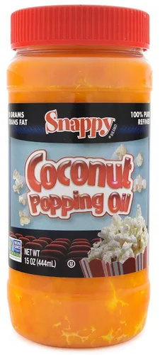 Vista 4 de Snappy Aceite de coco con sabor a mantequilla para cine en casa, palomitas de maíz, máquinas profesionales, coloreado naturalmente con betacaroteno