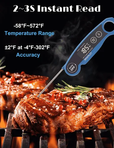 Vista 2 de Termómetro digital de carne recargable, sonda de termómetro de cocina impermeable, lectura instantánea 2-3S para parrilla de bistec, agua, leche