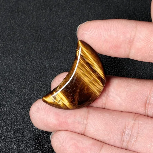 Vista 3 de 5 piezas de piedra de preocupación de palma pulida con cristal de luna creciente para equilibrio de chakras, fabricación de joyas de bricolaje