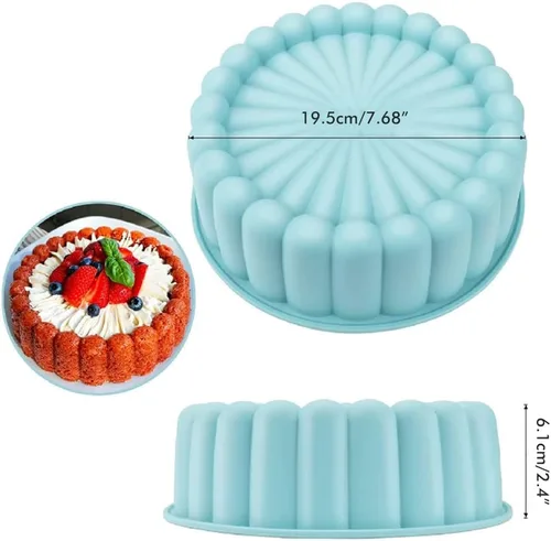 Vista 2 de Enfudid Molde de silicona para tartas Charlotte, moldes redondos de 7.7 pulgadas, moldes redondos reutilizables para tartas de queso y tartas