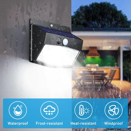 Vista 5 de Luces Solares para Exteriores, 12 Paquetes de Luces Solares con Sensor de Movimiento y Seguridad con 3 Modos de Iluminación, Luces Solares de Pared