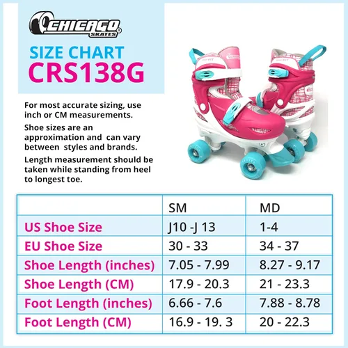 Vista 6 de Chicago Roller Skates for Girls & Boys with Protective Gear – Helmet, Knee Pads & Wrist Guards – Durable Top Performance Indoor/Outdoor Use, Safety