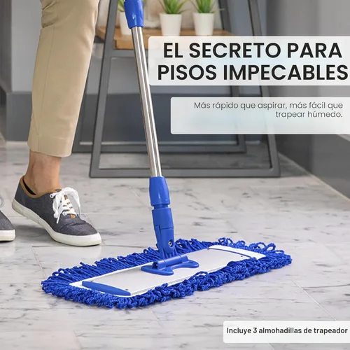 Vista 6 de Mopa de microfibra profesional de 45.7 cm para pisos de madera dura - Limpia el piso en segundos Limpieza en seco y húmedo Para madera dura