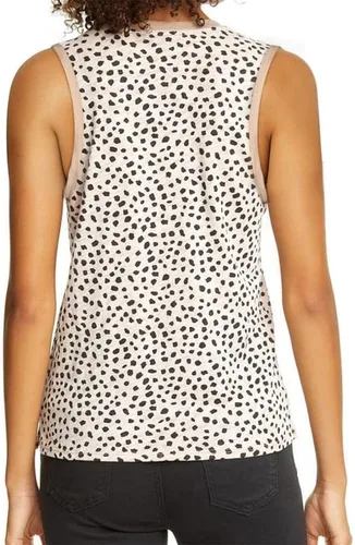 Vista 2 de Dokotoo Camisetas sin mangas con estampado de leopardo para mujer, cuello redondo, sin mangas, para verano, estilo casual
