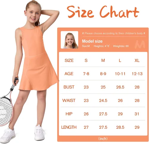 Vista 6 de M MOTEEPI Vestido de tenis para niñas, sin mangas, para golf, tenis, escuela, ropa deportiva con bolsillos