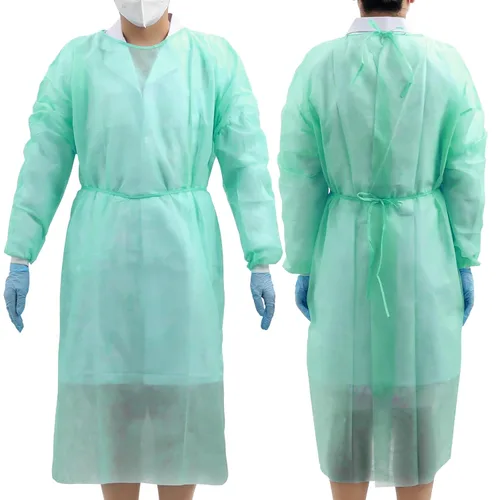 Vista 10 de JMU 10 Piezas Batas Desechables de Aislamiento XL, 51 x 59 Pulgadas Batas Médicas de Polipropileno Largas con Puños Tejidos, Azul