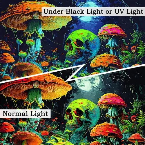 Vista 4 de Cortina de ducha de calavera con luz negra de Halloween, espeluznante cortina de ducha con luz negra para baño, juego de cortina de ducha reactiva a