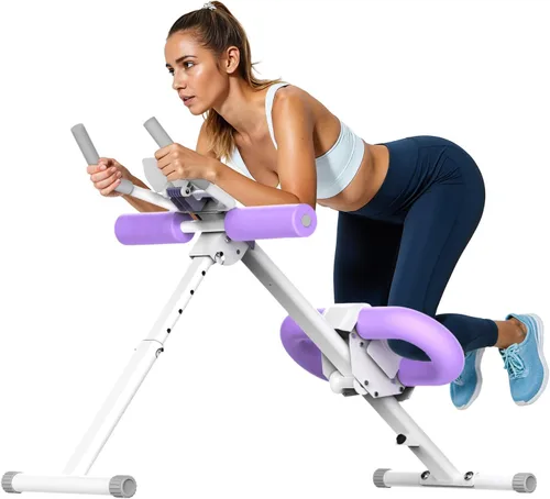 Vista 10 de Máquina de abdominales, máquina de entrenamiento abdominal ajustable para entrenamiento de abdominales en casa, plegable, protección de rodilla
