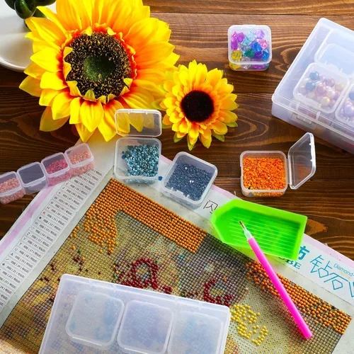 Vista 6 de Blulu 24 recipientes pequeños de plástico para almacenamiento de cuentas, contenedores de plástico transparente, contenedores para manualidades