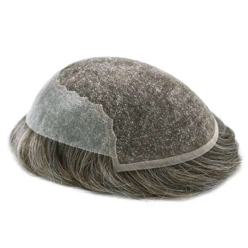 Vista 143 de Toupee - Sistemas de reemplazo de cabello para hombre, encaje frontal suizo, nudo blanqueado, pieza de cabello humano natural