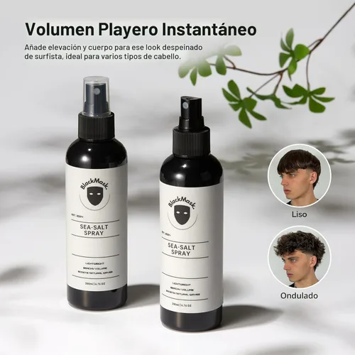 Vista 4 de BlackMask Spray de sal marina para hombres – Spray de textura de cabello ondulado de playa con acabado mate natural – Spray de sal marina