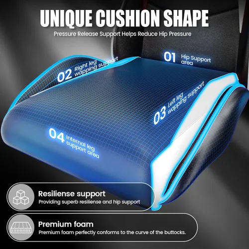 Vista 40 de Bigzzia Silla de videojuegos, sillas ergonómicas de videojuegos con almohada y soporte lumbar, silla de computadora ajustable en altura