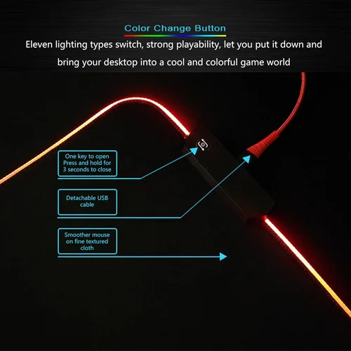 Vista 9 de cici store RGB Mouse Pad Desk Mat XXL Computer Mousepad 12 LED Backlights Cover Table Mause Gaming Mouse Pad