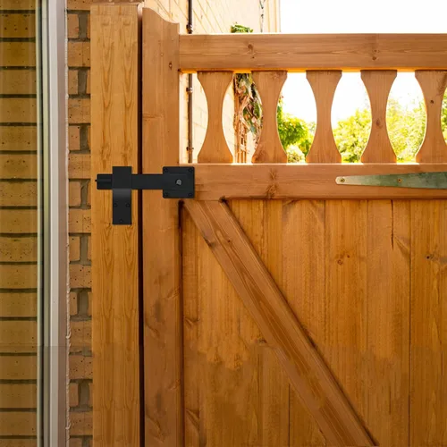 Vista 4 de Pestillo abatible para puerta de granero de 6 pulgadas, herrajes para puerta de cobertizo, puertas corredizas, negro mate