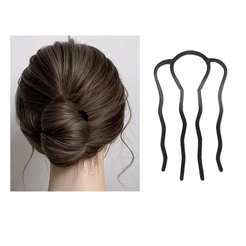 Vista 3 de Pinza de horquilla de metal para el cabello, peines laterales para el cabello, bollos updo en forma de U, horquilla para el cabello, pinzas