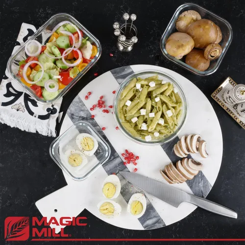 Vista 3 de Recipientes de vidrio de borosilicato premium de Magic Mill con tapas Juego de 24 piezas con 12 tazones y 12 tapas herméticas con cierre