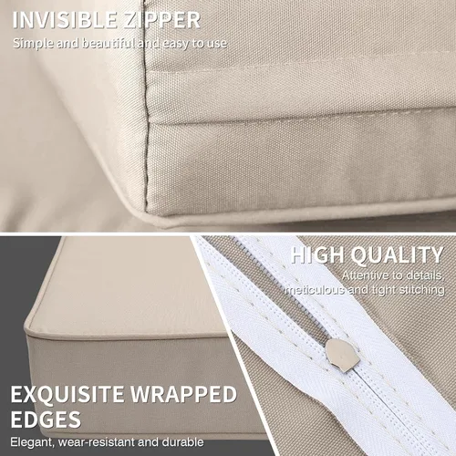 Vista 5 de WAROOM Juego de 7 fundas de cojín para exteriores para muebles de patio, fundas de cojín de repuesto para sofá de 6 plazas, sofá modular de ratán