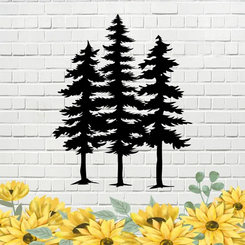 Excmoky Arte de pared de metal de 3 pinos, 3 pinos cortados con láser, decoración de pared para el hogar, dormitorio, oficina, decoración al aire