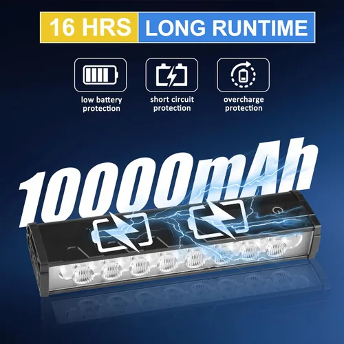 Vista 5 de Luces de bicicleta, 17 LED de 4000 lúmenes, luz de bicicleta con 4 modos, 10000 mAh USB recargable luz de bicicleta para bicicleta con pantalla