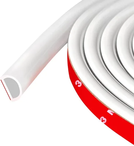 Vista 18 de Burlete de puerta autoadhesivo para puerta, tira de silicona en forma de D para sello de marco de puerta, ventana, 20 pies, color blanco