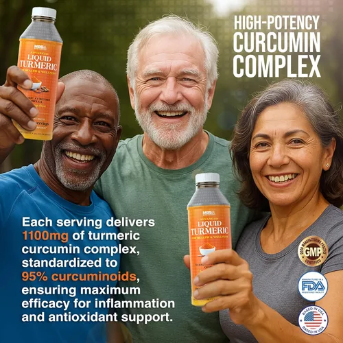 Vista 3 de Cúrcuma líquida avanzada, curcumina de alta absorción con pimienta negra y vitamina D3 para una máxima biodisponibilidad, articulaciones