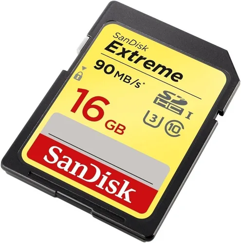 SanDisk 16GB Extreme SDHC UHS-I Memory Card - 90MB/s, C10, U3, V30, 4K UHD, Tarjeta SD - SDSDXNE-016G-GNCIN