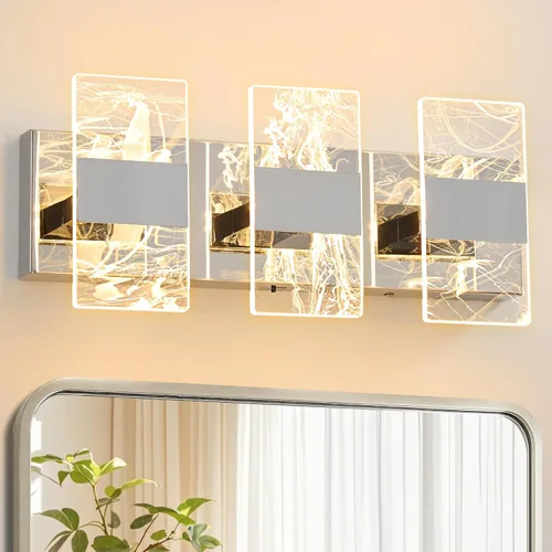 Vista 10 de Luminarias LED Modernas para Baño Regulables, Luz de Tocador Negra de 3 Luces, Luminaria de Iluminación Ajustable 5CCT Luces de Tocador Sobre