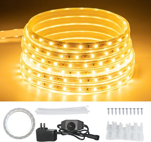 Vista 8 de Tira de luces LED blancas de 20 pies para exteriores, 12 V IP65, impermeable, tira de luces LED flexibles para patio, terraza, dormitorio, cocina