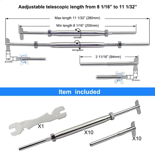 Vista 4 de Kit de herramientas de barandilla de cable de acero inoxidable, para sistema de barandilla de cable de 1/8, para postes de metal, kit de tensor