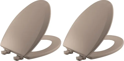 Vista 8 de BEMIS 500EC 006 - Asiento de inodoro con bisagras Fácil Limpia & Cambia, madera esmaltada duradera y anodizada, diseño redondo, color hueso