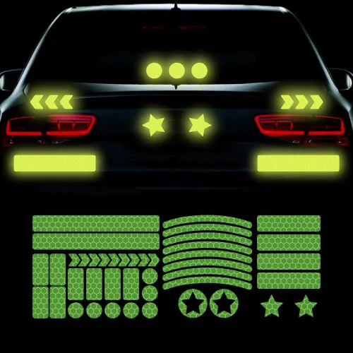 Vista 10 de 42 calcomanías reflectantes a rayas de automóvil, calcomanías reflectantes para llantas de rueda, calcomanías de bicicleta para bicicletas